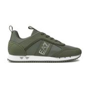 Groene textiel en PU leren sneakers Emporio Armani EA7 , Green , Heren