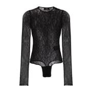 Zwart Kant Bodysuit Wardrobe.nyc , Black , Dames