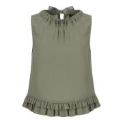 Gerimpelde Cupro Top met Lint Emporio Armani , Green , Dames