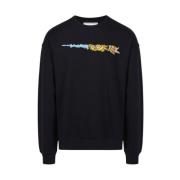 Garfield Print Crewneck Sweatshirt Iceberg , Black , Heren