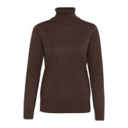 Donker Eiken Melange Rollneck Sweater Saint Tropez , Brown , Dames