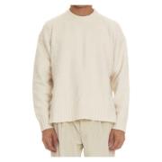 Oversized Katoenen Trui met Splitten Roberto Collina , Beige , Heren