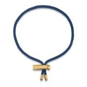 Mens Navy Blue String Bracelet with Adjustable Gold Lock Nialaya , Yel...