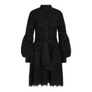 Zwarte Kanten Jurk met Pofmouwen Bruuns Bazaar , Black , Dames