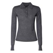 Grijze Tricot Sweater met Overhemdkraag Pinko , Gray , Dames