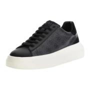 Zwarte Sneakers 4G Logo Suède Inzetstukken Guess , Black , Heren