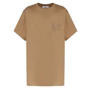 Bruine Katoenen T-shirt met Logo Max Mara , Brown , Dames