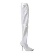 Witte Paillet Kniehoge Stiletto Laarzen Dolce & Gabbana , White , Dame...