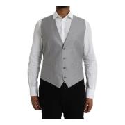 Grijze Wol Formele Vest Dolce & Gabbana , Gray , Heren