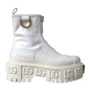 Witte Leren Rubber Enkellaarzen Dolce & Gabbana , White , Dames