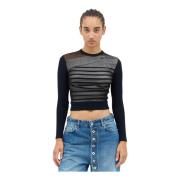 Mesh Overlay Sweater Jean Paul Gaultier , Black , Dames