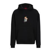 Zwarte Bloemen Hoodie Trui Hugo Boss , Black , Heren