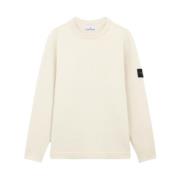 Geribbelde Crewneck Trui Lamswol Natuurwit Stone Island , Beige , Here...