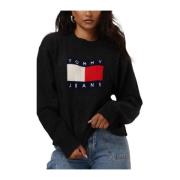 Melange Flag Sweater Tommy Jeans , Black , Dames