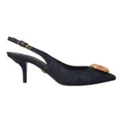 Blauwe Jacquard Kristal Slingback Hakken Dolce & Gabbana , Blue , Dame...