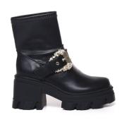 Zwarte Enkellaarsjes met Decoratieve Gesp Versace Jeans Couture , Blac...