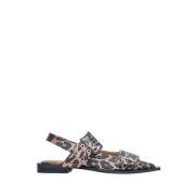 Leopard Print Buckle Ballerina Flats Ganni , Brown , Dames