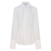 Zijden Italiaanse Kraag Wit Overhemd Sportmax , White , Dames