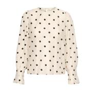 Luxe Blouse Stip Tencell PL Slziggie Soaked in Luxury , Beige , Dames