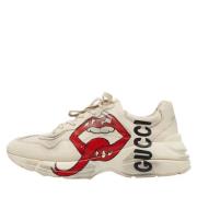 Pre-owned Leather sneakers Gucci Vintage , White , Heren