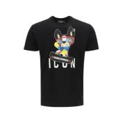 Zwart Bulldog Skate Grafisch T-Shirt Dsquared2 , Black , Heren