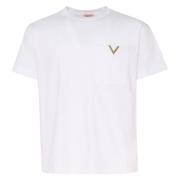 Witte Katoenen T-shirt Korte Mouwen Valentino Garavani , White , Heren