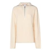 Beige Wollen Hoodie met Rits Courrèges , Beige , Dames