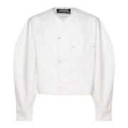 Witte V-hals Ballonmouw Shirt Jacquemus , White , Heren