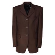 Bruine Wollen Blazer Knoopsluiting Magda Butrym , Brown , Dames