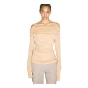 Off-Shoulder Gedrapeerde Top Entire Studios , Beige , Dames