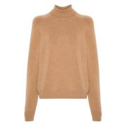 Kasjmier Roll-neck Jumper Biscuit Fendi , Brown , Dames