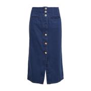 Katoenen Bull Rok met Speciale Knopen Maliparmi , Blue , Dames