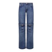 Blauwe Denim Jeans Rits Knoopsluiting Coperni , Blue , Dames