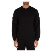 Katoen Logo Sweater Emporio Armani EA7 , Black , Heren