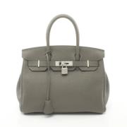 Pre-owned Leather handbags Hermès Vintage , Gray , Dames