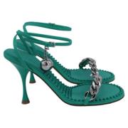 Pre-owned Leather sandals Bottega Veneta Vintage , Green , Dames