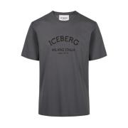 Logo Print Katoenen T-shirt Iceberg , Gray , Heren