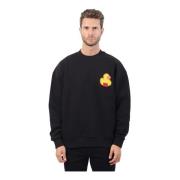 Zwarte Crewneck Sweater Nieuwe Seizoensprint Hugo Boss , Black , Heren