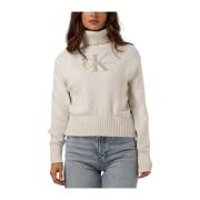 Chenille Monologo Sweater Calvin Klein , White , Dames