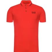 Rode Polo Shirt met Zwarte Details Emporio Armani , Red , Heren