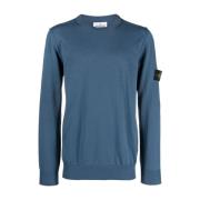 Blauwe Logo-Patch Crew Neck Jumper Stone Island , Blue , Heren