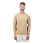 Beige Crewneck Wool Sweater Guess , Beige , Heren