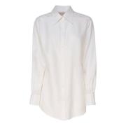 Zijden Wit Overhemd Italiaanse Kraag Dolce & Gabbana , White , Dames