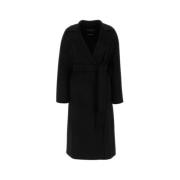 Zwarte Ceintuur Wollen Jas Buitenkleding Max Mara , Black , Dames