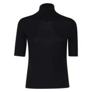 Navy Turtleneck Sweater Short Sleeves Max Mara , Black , Dames