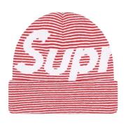 Beperkte Oplage Groot Logo Beanie Rode Streep Supreme , Red , Unisex