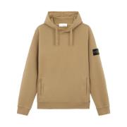 Geborstelde katoenen fleece hoodie met zakken Stone Island , Beige , H...