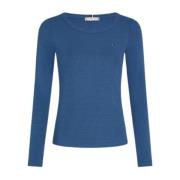 Dames Slim Ribgebreide Longsleeve T-shirt Tommy Hilfiger , Blue , Dame...