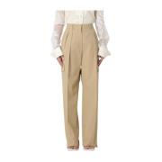 Beige Regular Fit Broek met Achterzakken Sportmax , Beige , Dames