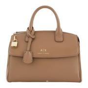 Beige Tote Tas met Metalen Details Armani Exchange , Beige , Dames